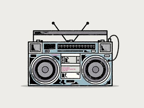 Random Boom Box by Ramiro Carranza on Dribbble Boom Box Art, Boom Box Illustration, Boom Box Aesthetic, Boom Box Drawing, Boom Box Tattoo, Music Themed Classroom, Speaker Tattoo, Boombox Tattoo, Heart 80s