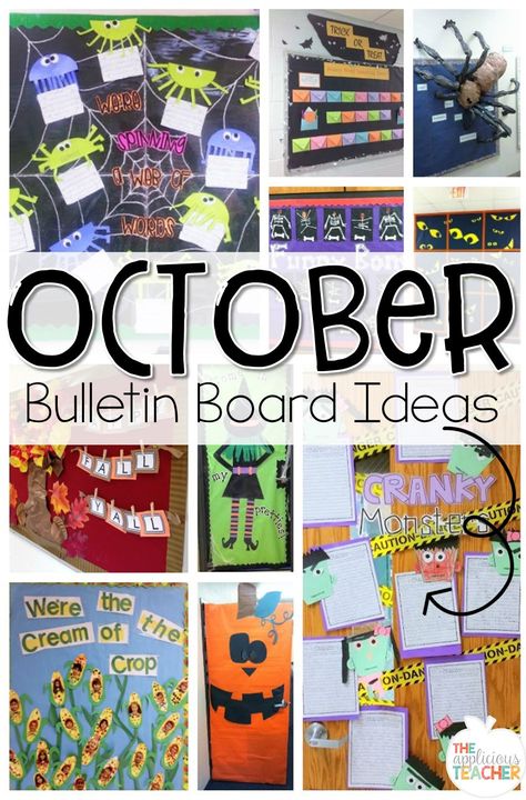 10 Best October Bulletin Boards. Love these fun bulletin boards and door ideas! Fun Bulletin Boards, Ideas For Bulletin Boards, October Bulletin Board, October Bulletin Boards, Kindergarten Bulletin Boards, October Classroom, Christmas Bulletin Boards, Thanksgiving Bulletin Boards, Diy Bulletin Board