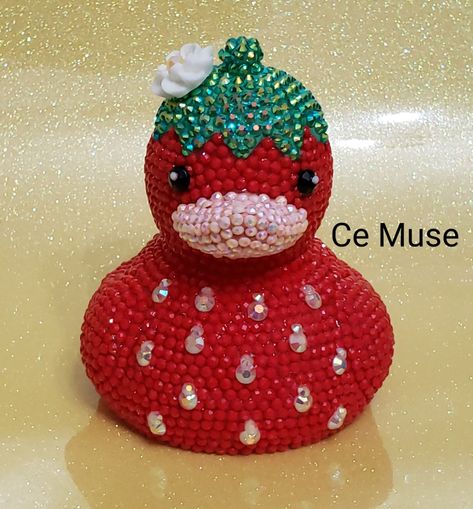 Random Bedazzled Stuff, Duck Things, Bedazzled Rubber Ducks, Ducks Made Out Of Resin, Bedazzled Things, Rubber Duck Ornaments, Bedazzled Stuff, Unique Rubber Ducks, Duck Crafts