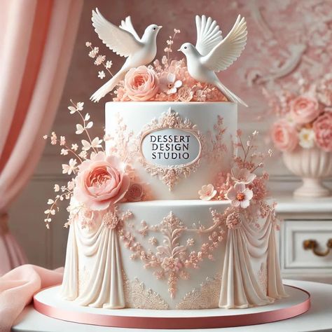 Cake Piping Designs, Extravagant Wedding Cakes, Cake Structure, Ivory Wedding Cake, Vintage Birthday Cakes, Cake Piping, Elegant Birthday Cakes, Dream Wedding Cake, Creative Birthday Cakes