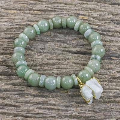 Jade Elephant, Cross Crafts, Carved Jade, Elephant Charm, Jade Bracelet, Jade Carving, Bracelets Handmade Beaded, Beaded Dangle Earrings, Bead Leather