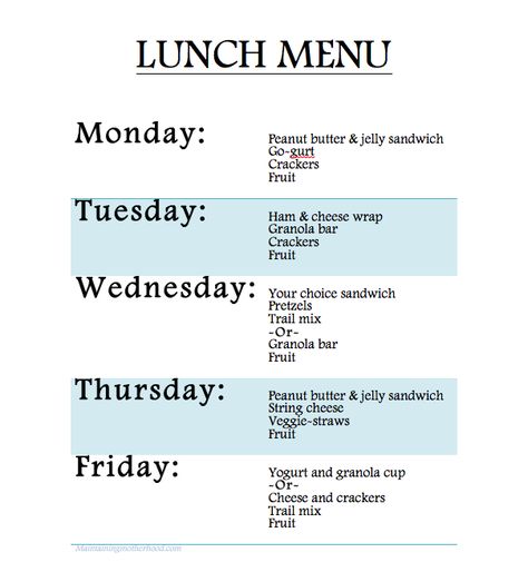 Rotating home lunch menu for kids Lunch Menu For Kids, Kids Lunch Menu, Summer Lunch Menu, Lunch Rotation, Kids Summer Schedule, Peanut Butter Jelly Sandwich, Kids Lunch Box Meals, Veggie Straws, Easy School Lunches