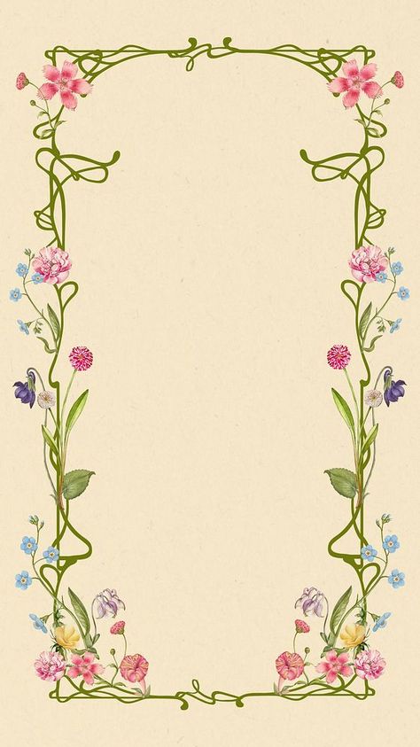 Beige floral frame iPhone wallpaper, rose drawing illustration, remixed by rawpixel | premium image by rawpixel.com / Adjima Iphone Wallpaper With Border, Aesthetic Background With Border, Flower Theme Wallpaper, Border Iphone Wallpaper, Frame Wallpaper Iphone, Background With Border, Art Nouveau Aesthetic, Invites Design, Art Nouveau Frame