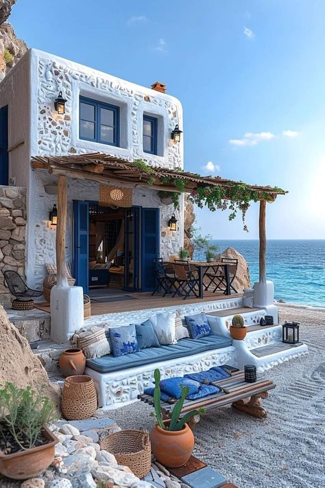 Houses In Greece, Greek Style Home, Greece House, Greek House, Sims Ideas, Greek Style, Small House Plans, Room Inspiration Bedroom, House Inspo