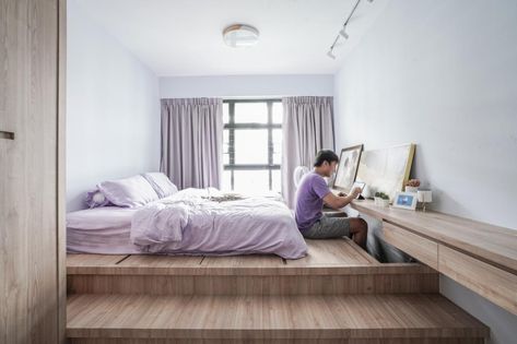 8 Japanese-style Homes to Give MUJI a Run for Their Money | Qanvast Bedroom Storage Solutions, Japanese Style Bedroom, Design Ložnic, Small Bedroom Interior, Platform Bedroom, Japanese Bedroom, Tatami Room, Condo Interior Design, Small Room Design Bedroom