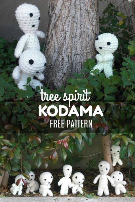 Glow in the Dark Kodama Pattern - Ami Amour White Totoro Crochet Pattern, Crochet Kodama Free Pattern, My Neighbor Totoro Crochet Free Pattern, Kodama Crochet Pattern, Crochet Ghibli Pattern, Studio Ghibli Amigurumi Pattern Free, Nerdy Amigurumi Free Pattern, Calcifer Crochet Pattern Free, Studio Gibhili Crochet