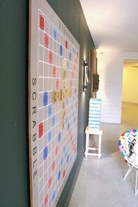 Life Size 5ft X 5ft Scrabble Board With Magnetic Tiles Boardgame Art Gameroom Art - Etsy Canada Board Game Room, Clubhouse Design, Board Game Cafe, Game Cafe, Scrabble Board, Hangout Room, Wall Game, Scrabble Wall, Basement Remodel Diy