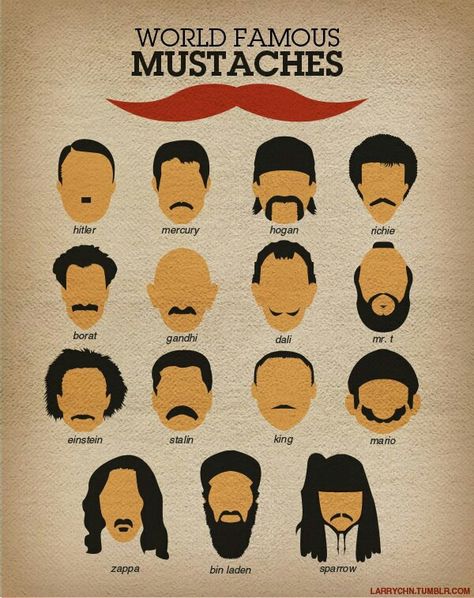 World famous mustaches!!!! Famous Mustaches, The Gentlemen, Mr T, Hulk Hogan, Lionel Richie, Jack Sparrow, Freddie Mercury, World Famous, Hulk