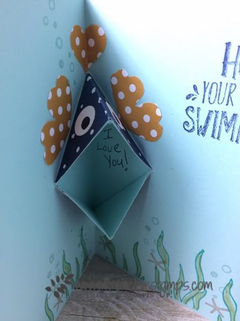 Fish Card, Pop Up Fish Card, Fish Birthday Cards, Fish Birthday Card Diy, Fish Birthday Cards For Men, Funny Fish Birthday Cards, Mermaid Pop Up Card, Candy Bar Posters, Mom Birthday Crafts