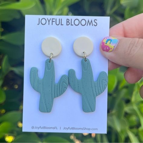 Polymer Clay Cactus Earrings. Perfect Earrings For All Plant And Nature Lovers 2.3''X1.2'' Brand New!! Poshmark Ambassador Top Rated Seller New Items Listed Often!!!!! You Purchase Makes A Difference As I Donate To Animal Rescue “Patitas Errantes” In Pias, Ecuador. Smoke Free Home Bundle & Save!! Fast Shipping Q’s? Please Comment Below Polymer Clay Cactus, Clay Cactus, Desert Clay, Victorian Style Jewelry, Diy Earrings Polymer Clay, Geometric Hoop Earrings, Cactus Earrings, Earrings Polymer, Letter Stamps