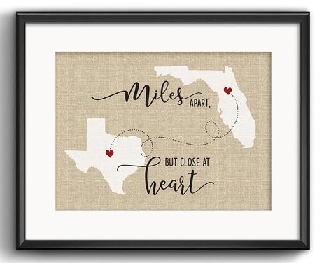 Distance Relationship Gifts, Long Distance Relationship Gifts, Miles Apart, Distance Gifts, Long Distance Gifts, Relationship Gifts, Printable Wall Decor, Distance Relationship, Wall Decor Printables