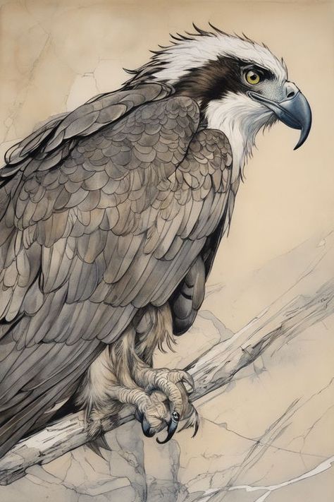 Osprey Osprey Tattoo, Osprey Bird, Black And White Bee, Side View Drawing, Random Character, Pencil Artwork, Sketches Pencil, Colored Pencil Artwork, Power Animal