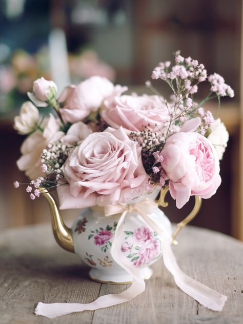 Transform your space with this charming floral arrangement in a vintage teapot! Perfect for adding a romantic touch to any garden party. 🌿💖  Love it? Share your own floral creations! . #homeandgarden #betterhomesandgardens #homegardening #homesandgardens #homegarden #gardenhome #gardeningathome #flowers #plants #beautifulflowers Teacup Floral Arrangements, Teapot Floral Arrangements, Teapot Flower Arrangements, Birdcage With Flowers, Teacup Centerpieces, Outdoor Tea Parties, Tea Cup Centerpieces, Adult Tea Party, Teacup Flowers