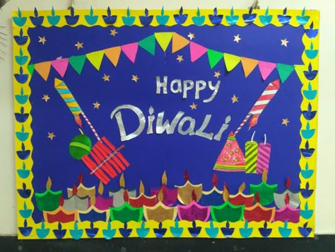 Happy Diwali Board Decoration, Diwali Notice Board Decoration, Diwali Kindergarten, Diwali Soft Board Decoration, Diwali Chart For School Board, Diwali Display Board Ideas, Diwali Bulletin Board Ideas, Diwali Board Decoration Ideas For School, Diwali Board Decoration