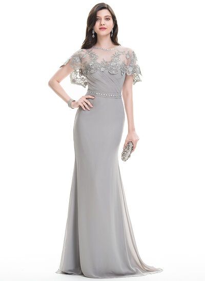 Lace Tulle Special Occasion Wrap (013111968) - JJ's House Mummy Dress, Ruffle Beading, Lace Evening Gowns, Chiffon Evening Dresses, Mothers Dresses, Grey Dress, Mom Dress, Groom Dress, Cheap Dresses