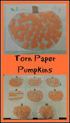 Torn Paper Art, Fall Activities For Toddlers, Paper Pumpkin Craft, Fall Lesson Plans, Halloween Lesson, Encouraging Art, Pumpkin Craft, Fall Lessons, Halloween Preschool