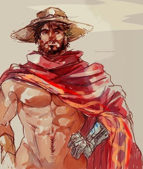 Mccree X Hanzo, Mccree Overwatch, Really Cool Drawings, Overwatch Fan Art, Human Anatomy Art, Anatomy Art, Anime Drawings Boy, Male Art, Handsome Anime Guys