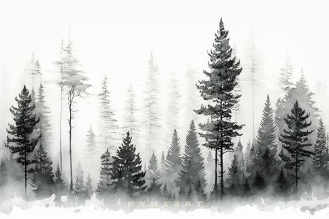 Watercolor Masterpiece, Tree Sleeve, Charcoal Picture, Tranquil Landscape, Land Scapes, Big Cat Tattoo, Mother Earth Art, Animal Tattoo Ideas, Forest Drawing