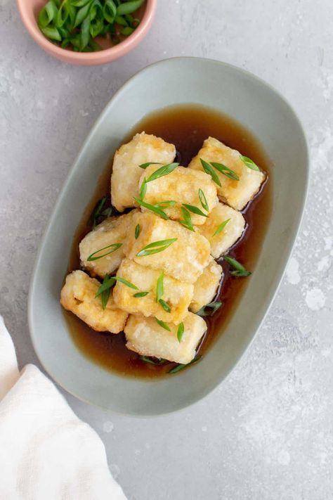 Make Ahead Tofu Recipes, Agedashi Tofu Air Fryer, Tofu Side Dish Recipes, What To Serve With Sushi, Tofu Side Dish, Agedashi Tofu Recipe, Agadashi Tofu, Agedashi Tofu, Asian Side Dishes