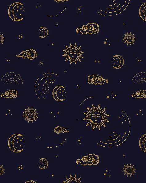 Constellation Pattern, Business Background, Celestial Design, Moon Clouds, Sun Moon Stars, Boho Aesthetic, Digital Drawings, Touch Of Gold, Sun And Moon