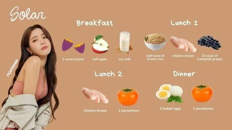 Diet Korean Plan, Korean Idol Diet Meal Plan, Diet Kpop Plan, Shirlyn Kim Diet Plan, Jeon Somi Diet Plan, Kpop Meal Plan, Iu Diet Meal Plan Before And After, Solar Diet, Jennie Diet Meal Plan