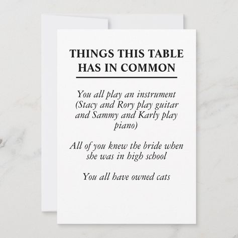 Help your guests get to know each other with these table top signs. Add interesting facts and things your guests have in common. Wedding Extras Touches, Little Wedding Details, Wedding Notes, Hippie Wedding, Future Wedding Plans, Cute Wedding Ideas, Digital Weddings, Create Sign, Interesting Facts