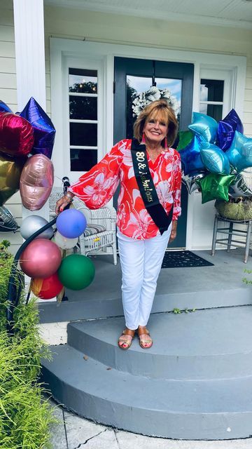 Lora 👑 The Oil Queen on Instagram: "Happy 80th birthday, dear Nancy! 🎈 What a friend! What a party! Join me in wishing my bff a happy 80th! ♥️♥️ . . . . . . . . #birthdayvibes #happybirthday #instabirthday #hbd #thbirthday #ismybirthday #bithday #birthdaycelebration #birthdayparty #bday #cake #party #balloons #best #bestfriends #eighty #dance #flowers" Dance Flowers, Happy 80th Birthday, Cake Party, Birthday Girl Outfit, My Bff, Bday Cake, 80th Birthday, Party Balloons, Join Me