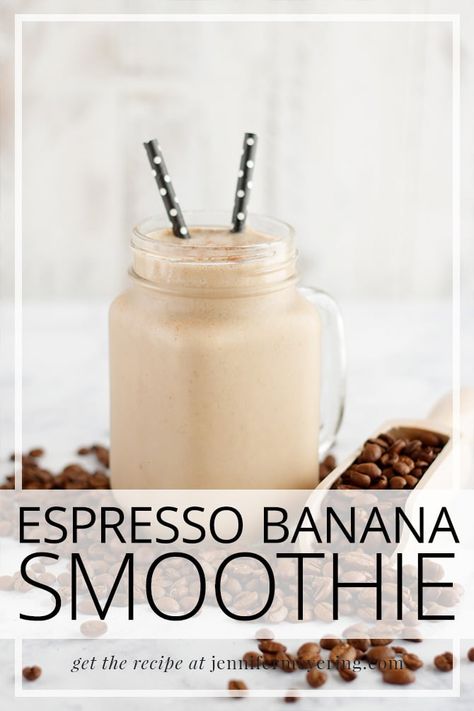 Quick and easy banana and yogurt smoothie with a kick of espresso for a delish afternoon pick-me-up. Banana Espresso Smoothie, Espresso Protein Smoothie, Coffee Smoothie With Yogurt, Protein Shake With Espresso, Coffee Yogurt Smoothie, Espresso Smoothie Healthy, Espresso Protein Shake, Espresso Shake, Espresso Smoothie