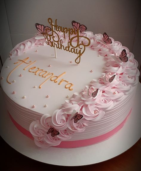 White Forest Cake Designs For Birthday, 26th Birthday Ideas For Women Cake, Simple Cakes For Girls Birthday, 22 Birthday Cakes, Half Kg Cake Design For Birthday, Cake Designs Butterfly, Cake Designs For Ladies, 50 Birthday Cakes, Simple Beautiful Cakes