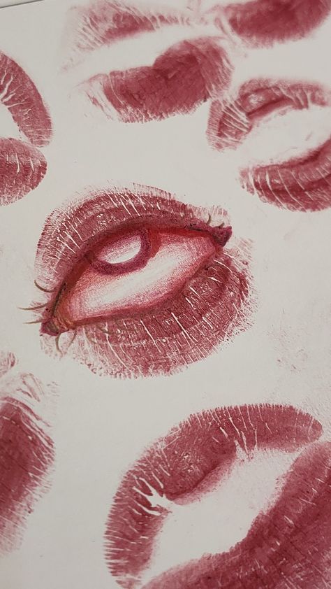 Mouth Art Drawing, Dark Red Painting Aesthetic, Lip Stain On Paper Aesthetic, Mouth With Lollipop Drawing, Vampire Aesthetic Drawing, Eye Painting Ideas, Red Eye Painting, Digital Art Inspiration, Red Drawing