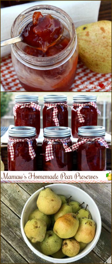 Mommy's Kitchen : Ma maw's Old Fashioned Pear Preserves Fresh Pear Recipes, Pear Recipes Easy, Canning Pears, Pear Preserves, Sliced Lemon, Pear Jam, Jam Recipes Homemade, Life In The City, Sliced Pears