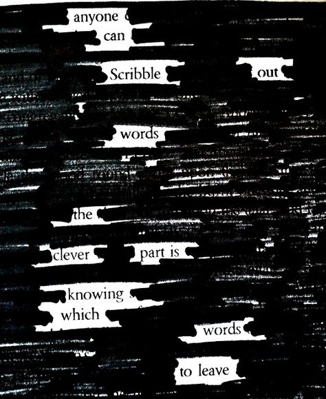 Creating remarkable poetry through subtraction. Using newspaper articles or other sources, you get rid of words you don't want to create a poem. Better explained in the article. Blackout Poems, Typographie Logo, Found Poetry, Teaching Poetry, Blackout Poetry, Poetry Art, Poetry Quotes, Pretty Words, Creative Writing