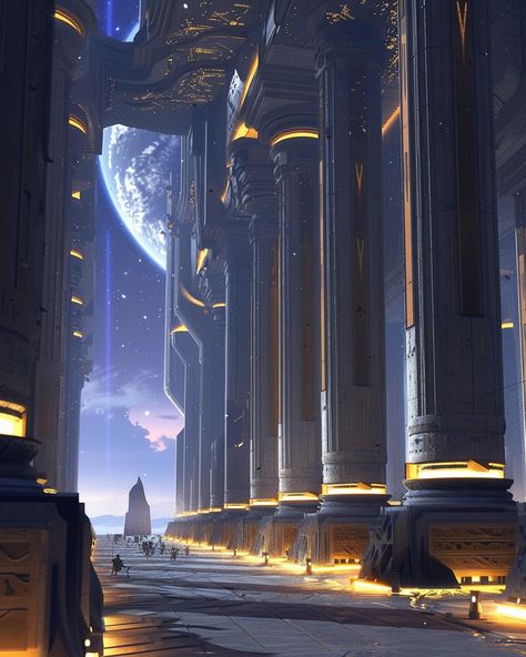 Home of the argonauts. Future city inspired by Ancient Greece. #ancientarchitecture #ancient #ancientgreece #pillars #ancientworld #scifiart #futurecity #futurecities #scifi #futureart #epicfantasy #epic #fantasyartwork #fantasy #midjourney #ai #digitalart Greco Futurism, Neofuturism Architecture, Fantasy Future, Ancient Future, Sci Fi Landscape, Arte Robot, Scenery Pictures, Fantasy Setting, Fantasy Places