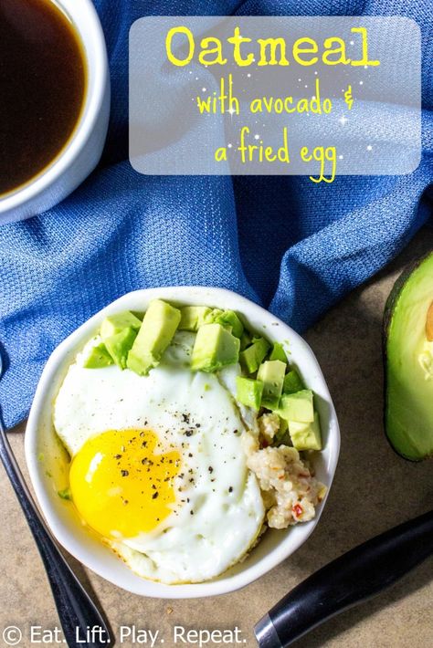 Avocado Oatmeal, Eggs Over Medium, Quick Oats, Avocado Egg, How To Cook Eggs, Fried Egg, Baby Food, Gluten Free Vegetarian, Healthy Fats