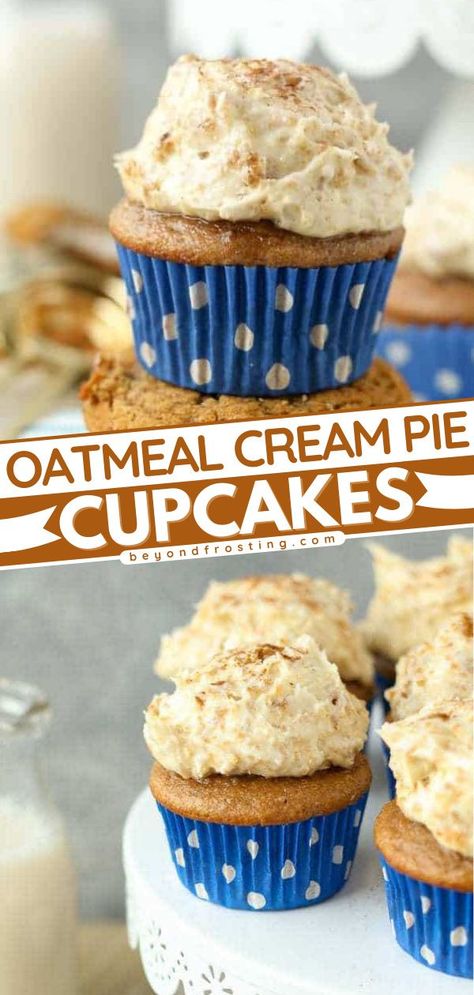 Oatmeal Cookie Cupcakes, Cheap Baked Goods, Different Cupcake Recipes, Little Debbie Desserts, Little Debbie Recipes, Cupcakes For Fall, White Cake Mix Cupcakes, New Cupcake Flavors Ideas, Spice Cake Cupcakes Recipes