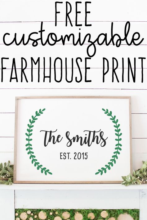 Free farmhouse print. This adorable free established family sign is free to customize with your own last name and established year. It's full of fixer upper style. #farmhousedecor #farmhouse Family Established Sign Diy, Memphis Bedroom, Established Signs Diy, Family Signs Diy, Nightmare Before Christmas Font, Christmas Fonts Alphabet, Printable Signs Free, Personalized Family Wall Art, Farmhouse Fonts