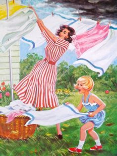 1000+ images about Windy Days on Pinterest | Windy Day, The Wind ... Teaching Pictures, Hanging Laundry, Vintage Housewife, Retro Housewife, Vintage Laundry, Picture Illustration, Illustration Vintage, Norman Rockwell, Windy Day