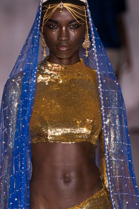 game-of-style:For a noble woman of Qarth - Ashish Spring 2017 The Blacker The Berry, Dark Skin Beauty, Gold And Blue, Dark Skin Women, African Beauty, Dark Beauty, Black Women Art, Black Queen, African Women