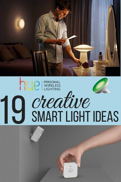 These creative Philips Hue ideas will light up your home in colorful shades. Prepare to impress your guests with cool, automated lighting. Smart Home Ideas, Living Colors, Hue Lights, Farmhouse Side Table, Light Ideas, Cute Dorm Rooms, Home Automation System, Philips Hue, Room Transformation