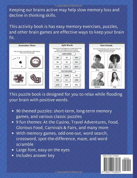 Fun & Easy Activity Book for Adults - Play Alone Memory Games Workbook for Seniors: Large print with memory improvement puzzle activities suitable for ... Book for Dementia and Alzheimer's Patients): Lewis, Marley: 9798417438080: Amazon.com: Books Kindle Inspiration, Memory Games For Seniors, Puzzle Activities, Memory Improvement, Memory Exercises, Memory Activities, Reasoning Skills, Easy Activities, Brain Games