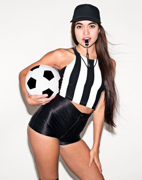 Nathaly is a Soccer Referee in all #AmericanApparel #AAcostumeideas #AAhalloween Referee Costume Womens, Referee Outfit, Referee Costume, Soccer Referee, Sports Costume, Halloween Coustumes, Hallowen Costume, Halloween Costumes Makeup, Iconic Fashion