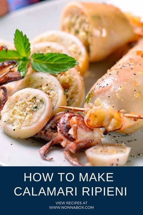 Stuffed Calamari Tubes Recipe, Stuffed Calamari, Carbs Food, Calamari Recipe, Stuffed Squid, Feast Of The Seven Fishes, Entertaining Appetizers, Octopus Recipes, Calamari Recipes