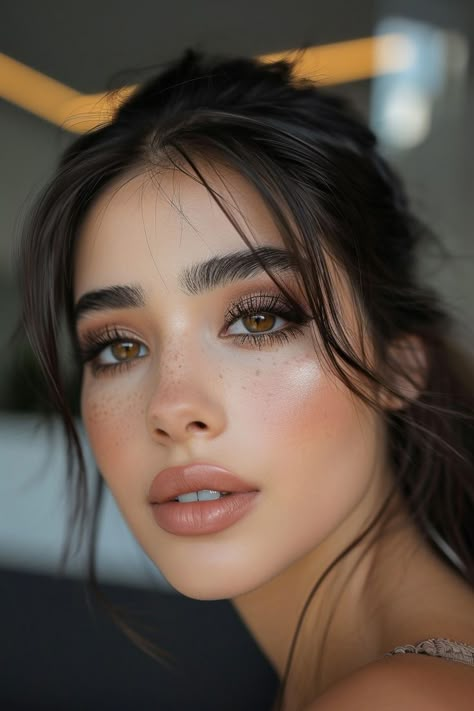 Make Up For Eyes Brown, Brown Eye Simple Makeup, Model Make Up Looks, 90s Makeup Glam, Brown Eye Beauty, Full Glam Brown Eyes, Brown Eye Makeup Looks Eyeshadows, Everyday Makeup Eyeshadow, Brown Eyeshadow Brown Eyes