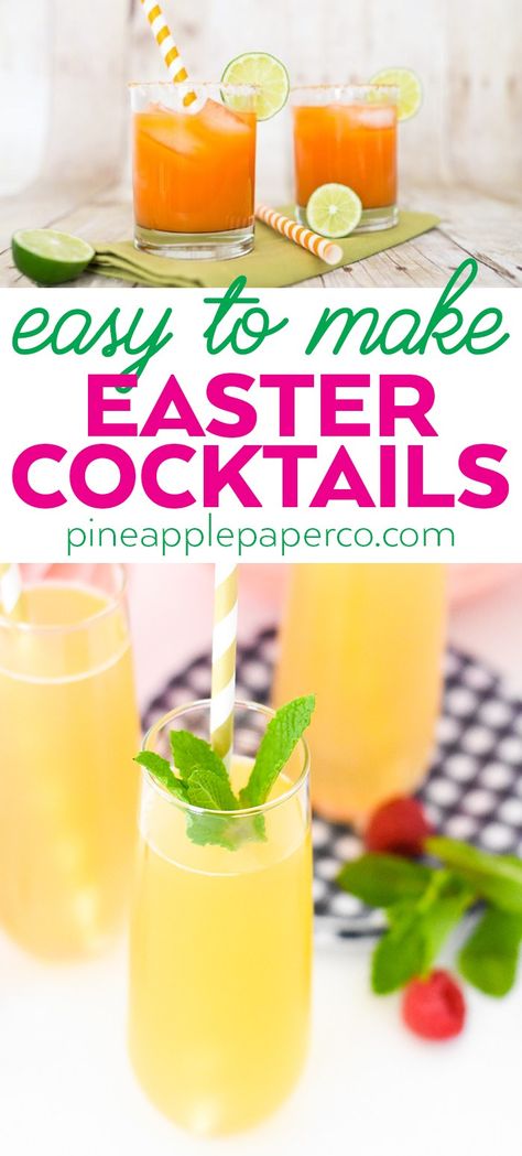 Champagne Easter Cocktail, Easter Lunch Drinks, Easter Theme Alcoholic Drinks, Easter Dinner Cocktails, Signature Easter Cocktail, Easy Easter Cocktails Recipes, Easter Champagne Cocktails, Easter Brunch Drinks Alcohol, Easter Margarita Recipes