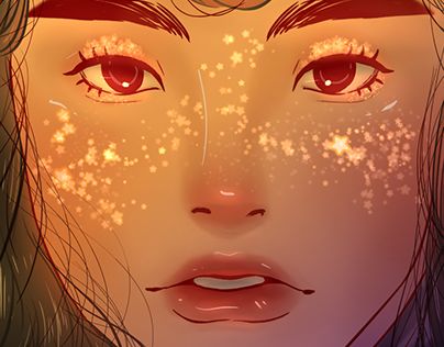 Aasimar Star Druid, Anime Freckles, Star Birthmark, Aasimar Druid, Star Freckles, Freckles Makeup, Empire Season, Makeup Illustration, Fantasy Star