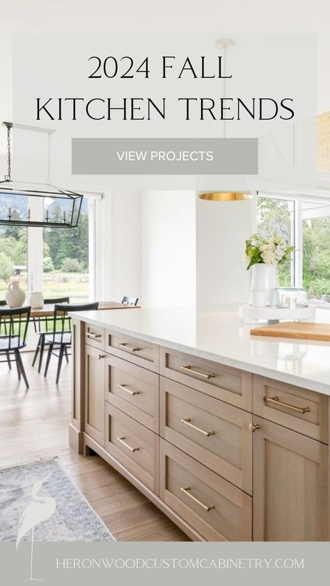 Natural Wood Kitchen Islands, Range Hood Feature Wall, White And Wood Kitchen Gold Hardware, White Oak Kitchens Modern, 10 Ft Island Kitchen, Kitchen Cabinets With 10 Ft Ceilings, New Kitchen Trends 2025, Organic Modern White Kitchen, Oversized Kitchen Island With Seating