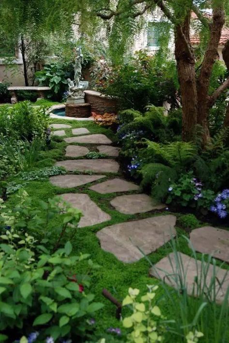 Flagstone Pavers For A Whimsy Gardenscape Taman Diy, Landscape Stone, Garden Stepping Stones, Desain Lanskap, Garden Walkway, Garden Wallpaper, Cottage Gardens, Stone Path, Landscape Designs