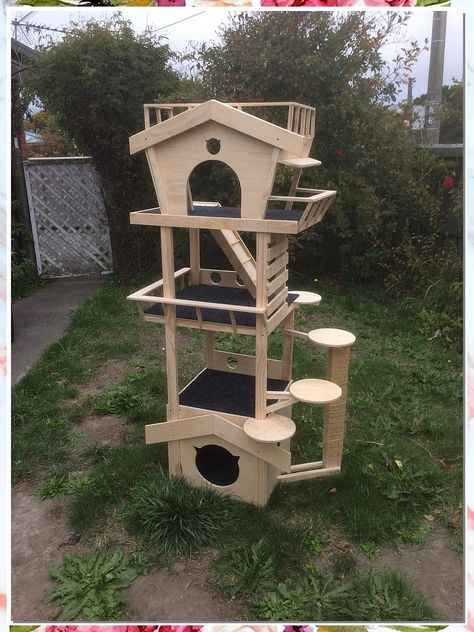 Looking for the purrfect cat house for your feline friend? Check out these 6 creative cat house ideas that will make your kitty feel right at home. From cozy cardboard creations to stylish wooden designs, there's something here for every cat's taste. Give your furry friend a space they'll love with these unique cat house options. Outdoor Cat Tower Diy, Diy Cat Tower Plans, Outdoor Cat Tower, Diy Cat Tree Plans, Cat House Ideas, Outdoor Cat Tree, Diy Cat Tower, Cat Tree Plans, Cat Playground Outdoor