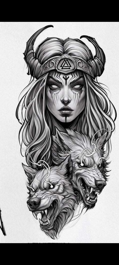 Warrior Woman Tattoo, Traditional Blackwork Tattoo, Gotik Tattoo, Athena Tattoo, Norse Mythology Tattoo, Valkyrie Tattoo, Viking Tattoo Sleeve, Kunst Tattoos, Greek Mythology Tattoos