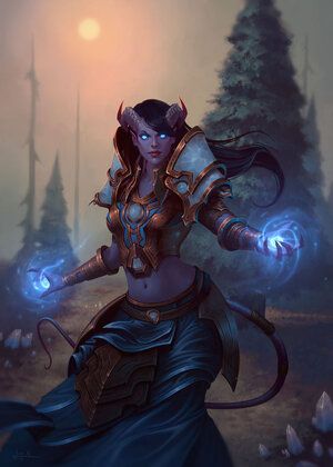 Draenei Female, Tiefling Warlock, Tiefling Female, Female Wizard, Warcraft Art, Heroes Of The Storm, Forest Hills, Wow Art, Arte Fantasy